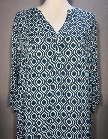 Earthaddict Green And White Viscose Dress- Size 42