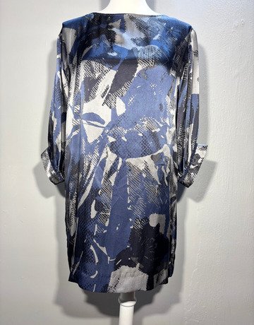 Blue And Black Patterned Top/Dress (No Brand Name)- Size Large