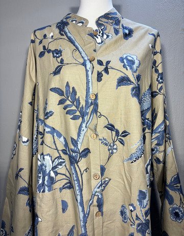 Its a Kiki Blue And Beige Linen Jacket- Size Extra-Large