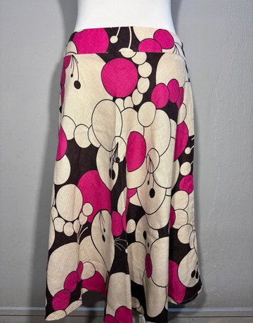 Phase Eight Cream And Pink Linen Skirt- Size 12