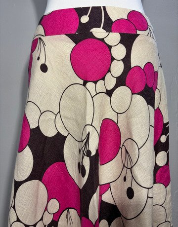 Phase Eight Cream And Pink Linen Skirt- Size 12