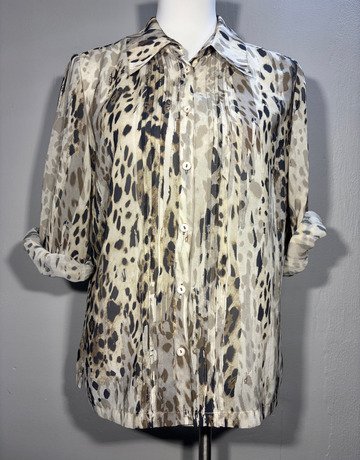 Gollehaug Brown Animal Print Shirt- Size European 42 or SA 36
