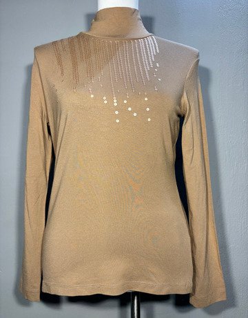 Brown Sequin Viscose Blend Top (No Brand Name)- Size Medium