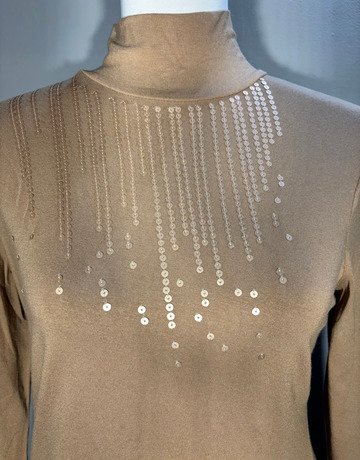 Brown Sequin Viscose Blend Top (No Brand Name)- Size Medium