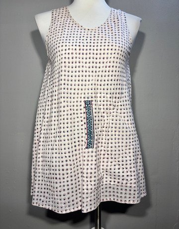 ANOKHI White And Pink Cotton Top- Size Medium