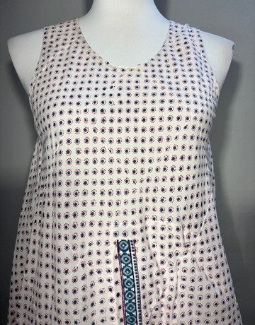 ANOKHI White And Pink Cotton Top- Size Medium