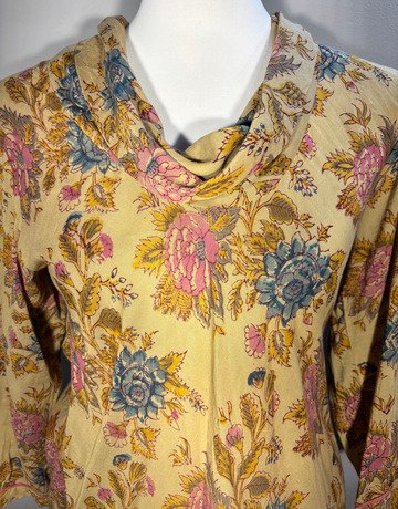 ANOKHI Yellow Floral Viscose Top- Size Small