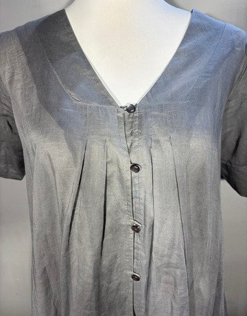 Yvonne Black Grey Pure Cotton Top- Size UK8