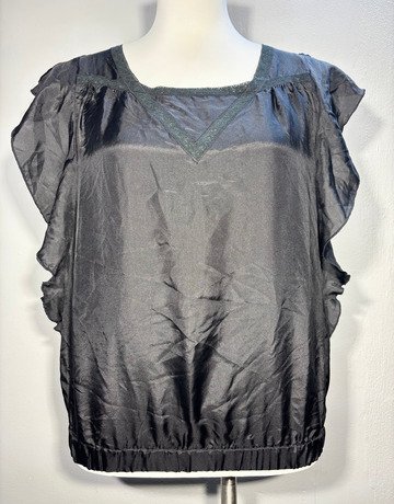 Marion And Lindie Black Silk Top- Size Small