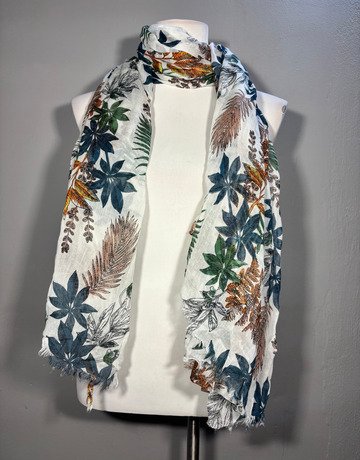 Holiday White Floral Scarf- Medium Size