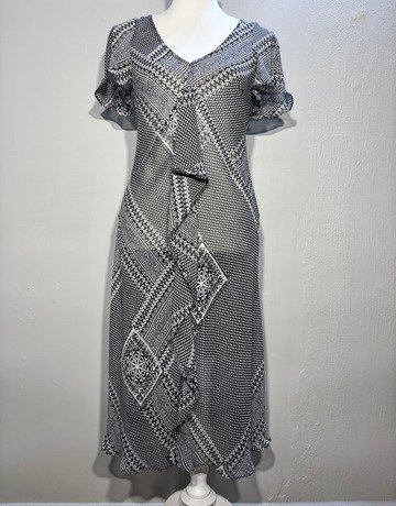 Per Una Black And White Patterned Sheer Dress- Size UK8