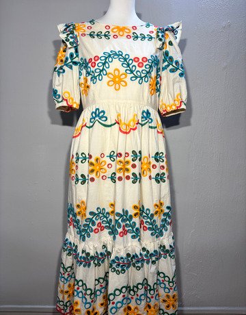 WYSE Cream Pure Cotton Dress- Size 2 (Medium)