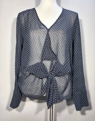 MNG Navy Blue Mesh Top- Size Large