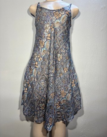 Alchemy Blue Patterned Silk Dress- Size Small/Medium