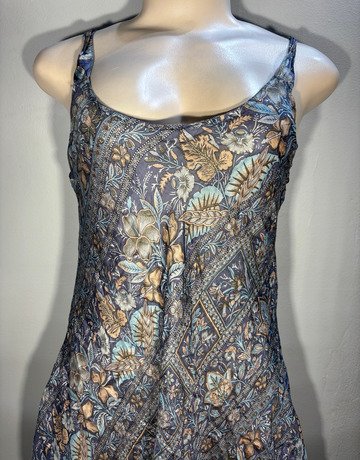 Alchemy Blue Patterned Silk Dress- Size Small/Medium