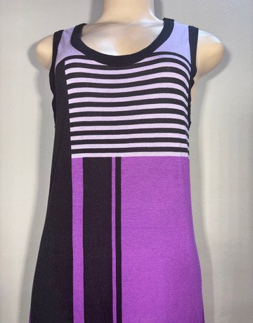 Yessica Purple Geometric Striped Tank Dress – Size Medium