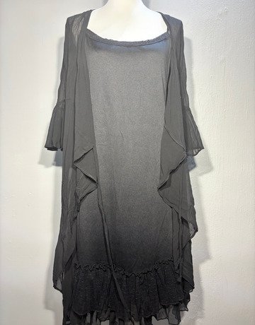 Mystic Rose Black Sheer Layered Wrap Dress – Size Medium