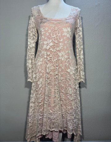 Mystic Rose Cream Floral Lace Maxi Dress – Size Small