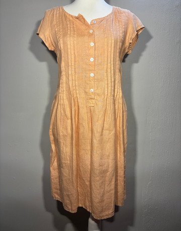 Kath-C Peach Button Down Linen Dress- Size Small