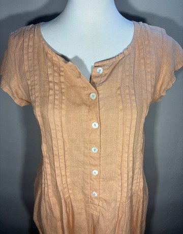 Kath-C Peach Button Down Linen Dress- Size Small