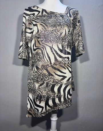 DUSUD Animal Print Asymmetrical Top- Size Medium/Large