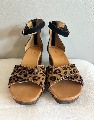 UGG Leopard Ankle-Strap Wedge Sandals- Size UK5.5