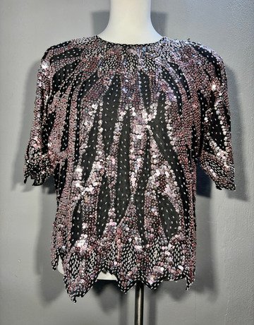 Best Quality Black Sequin Top- Size M