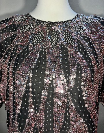 Best Quality Black Sequin Top- Size M
