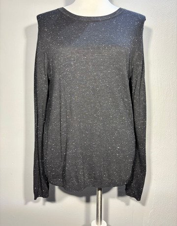 Whistles Charcoal Speckled Long-Sleeve Top- Size UK14