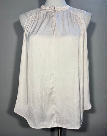 Witchery Cream High-Neck Ruffled Sleeveless Blouse- Size UK6