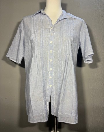 Caviar Blue Linen Shirt- Size Medium