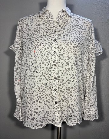 M.i.h Jeans Floral Print Ruffled Long-Sleeve Shirt- Size S