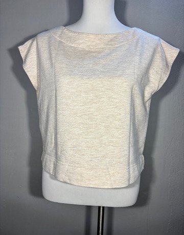 ME&B Cream Wide Boat-Neck Short-Sleeve Top- Size 32