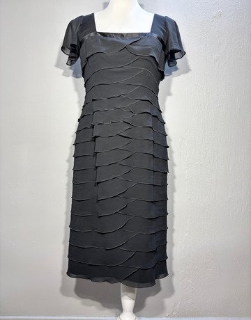 Coteri Black Tiered Layered Chiffon Dress- Size UK12