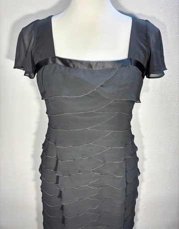 Coteri Black Tiered Layered Chiffon Dress- Size UK12