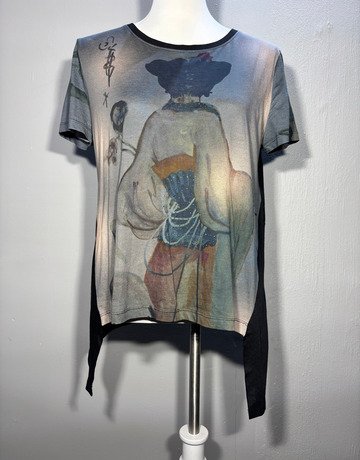 Desigual Grey And Black Cotton Top- Size Extra-Large