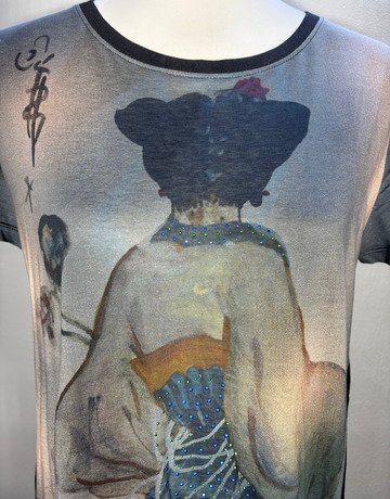 Desigual Grey And Black Cotton Top- Size Extra-Large