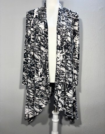 KaKu Black And White Viscose Jacket- Size Medium